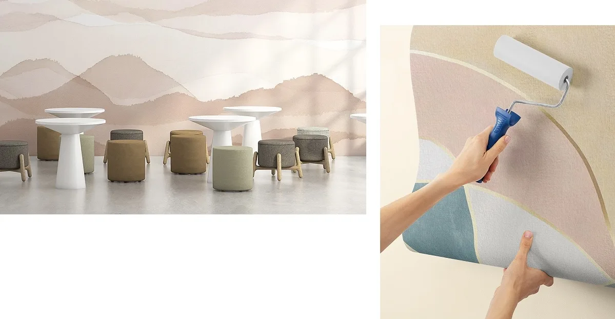 pastel beige office wallpaper